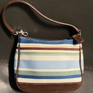 Coach Blue and Brown Striped Mini Bag